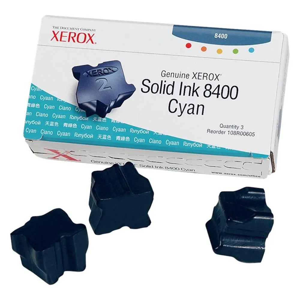 Tinta solida xerox tektronix phaser 8400 cian 3 unidades