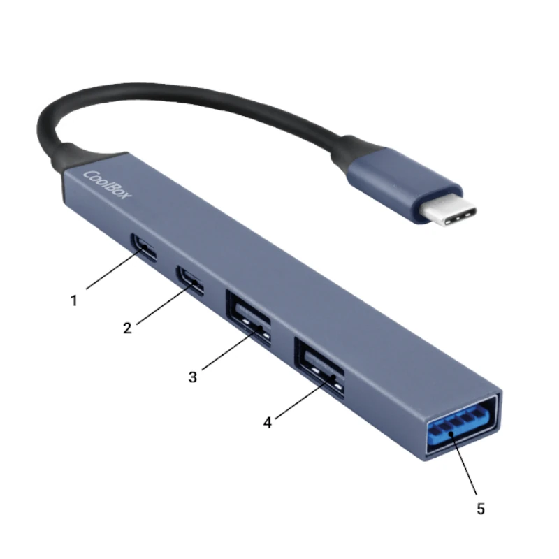 Coolbox HUB4 Lite USB-C-A 4 Puertos Aluminio