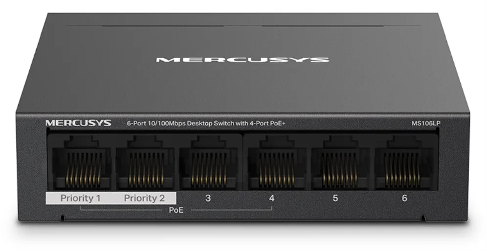 Switch mercusys ms106lp 6 puertos - 10 - 100mbps - rj45 4p poe