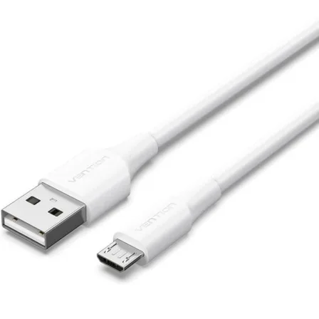 Cable USB 2.0 Vention CTIWF/ USB Macho - MicroUSB Macho/ Hasta 60W/ 480Mbps/ 1m/ Blanco