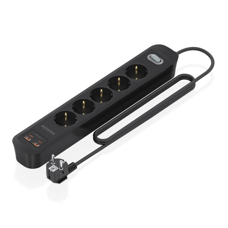 Aisens Regleta 5 tomas interruptor PD 2xUSBC 2xUSB