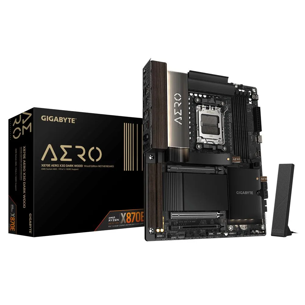 Placa base gigabyte gigabyte x870e aero x3d dark wood am5 atx - 4x ddr5 - 4x sata3