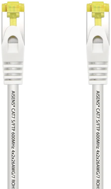 AISENS Cable De Red Latiguillo RJ45 LSZH Cat.7 600 MHz S/FTP PIMF AWG26, Blanco, 2.0 m