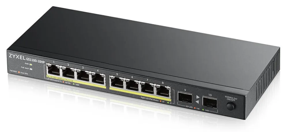 Switch 10 puertos zyxel gs1100 - 10hp - eu0102f