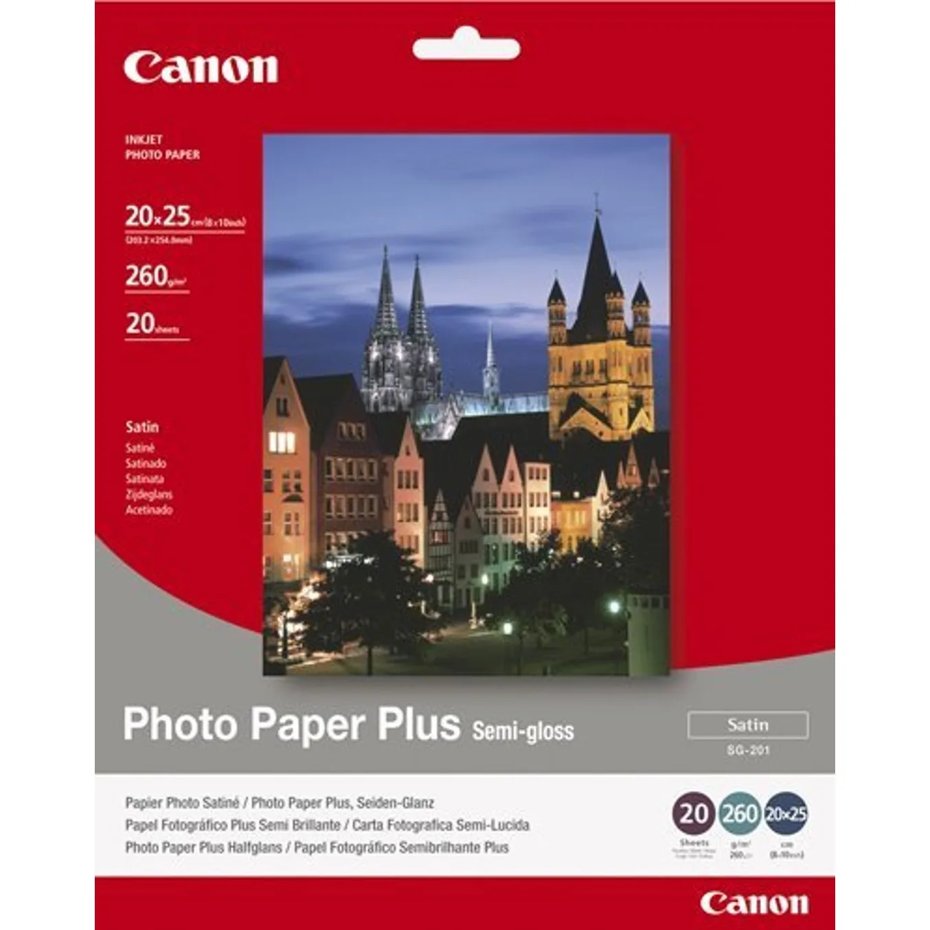 Papel canon foto sg - 201 1686b018 8x10 - 20 hojas - semisatinado
