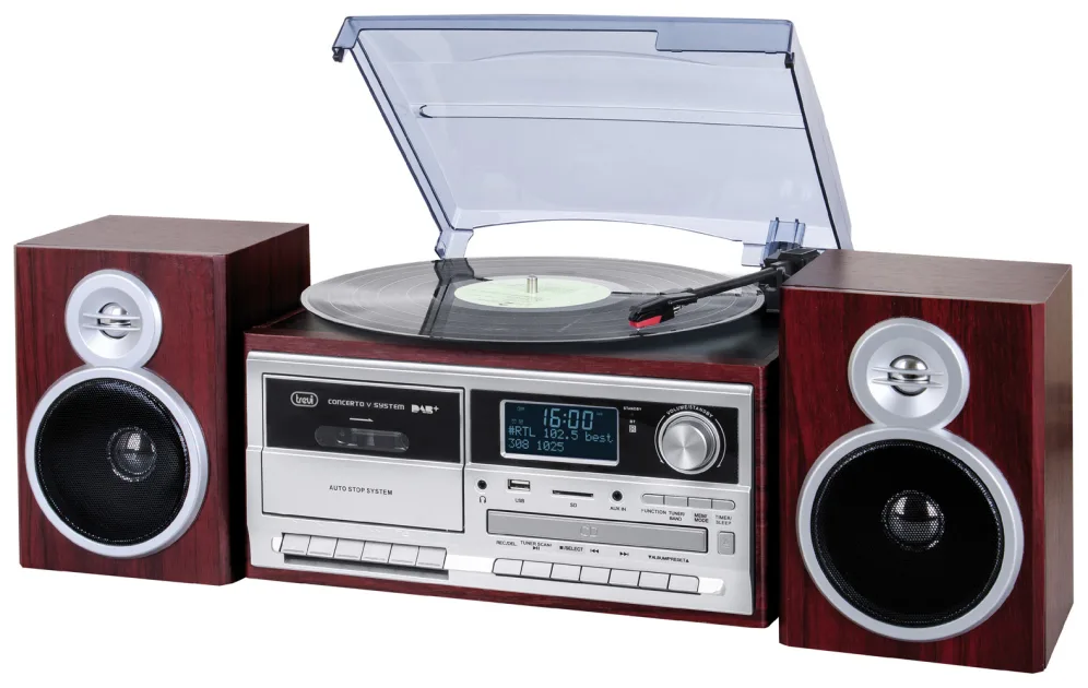 Trevi TT 1072 DAB Tocadiscos de tracción directa Madera Semiautomático