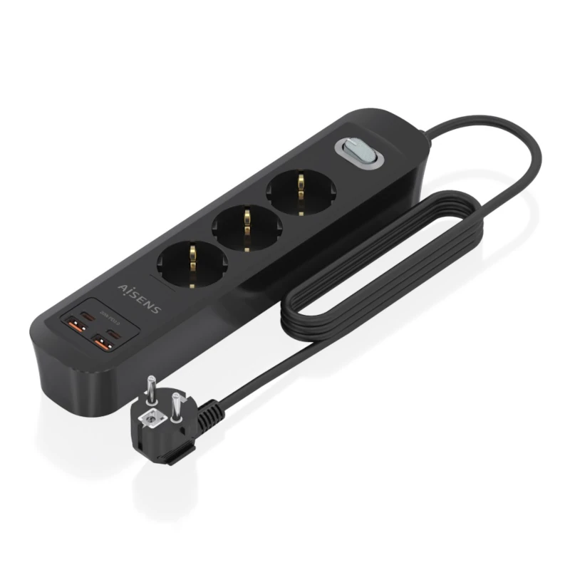 Aisens Regleta 3 tomas interruptor PD 2xUSBC 2xUSB