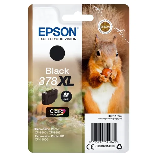 Cartucho tinta epson c13t37914010 singlepack negro 378xl claria photo hd ink ardilla