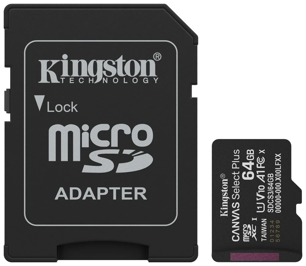 Tarjeta de Memoria Kingston CANVAS Select Plus 64GB microSD XC con Adaptador/ Clase 10/ 100MBs