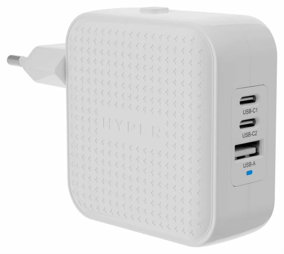 Cargadpr de pared hyper hyperjuice 70w 2x usb tipo c 1x usb tipo a blanco