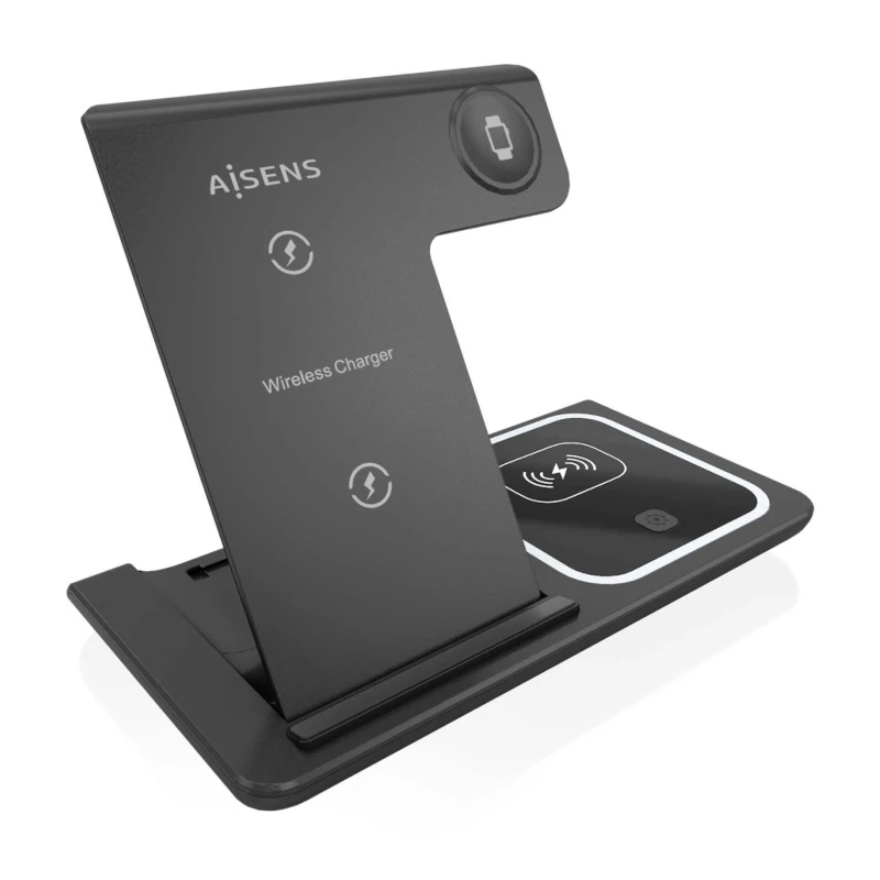 AISENS Cargador inalambrico USB-C 3 EN1 15w NEGRO