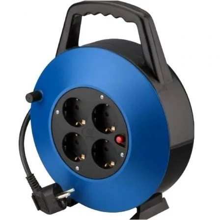Regleta alargadera phasak 4 tomas schuko con proteccion enrollable 10 metros