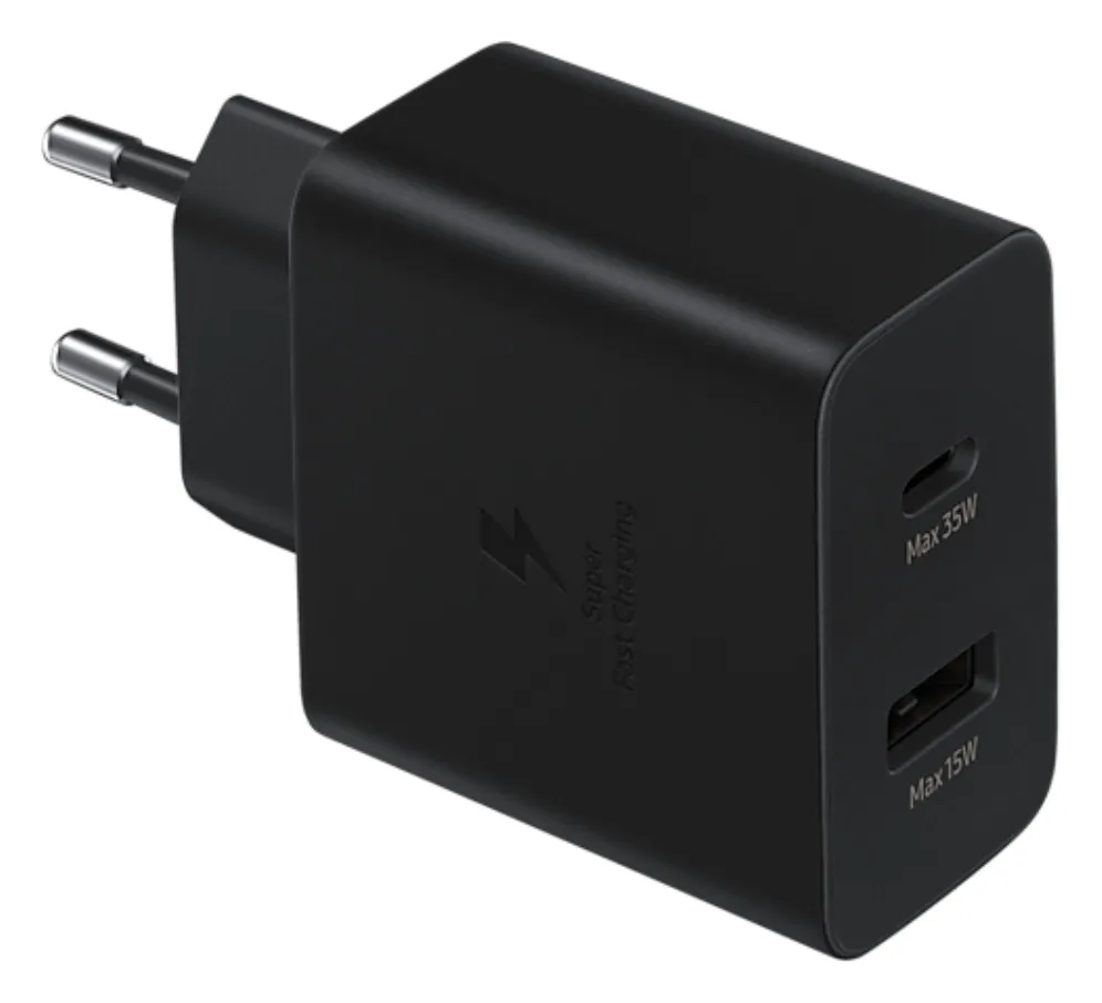 Samsung EP-TA220NBEGEU cargador de dispositivo móvil Auriculares, Auriculares, Portátil, Smartphone, Reloj inteligente, Tableta Negro Corriente alterna Interior