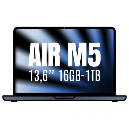 Apple Macbook Air 13,6"/ M5 10-Core CPU/ 16GB/ 1TB SSD/ 10-Core GPU/ Medianoche