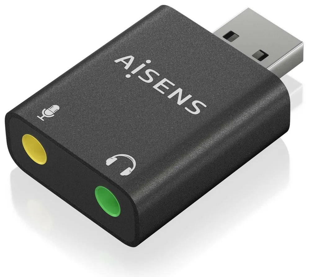 Tarjeta de Sonido Aisens A106-0768/ USB Macho - 2x Jack 3.5 Hembra