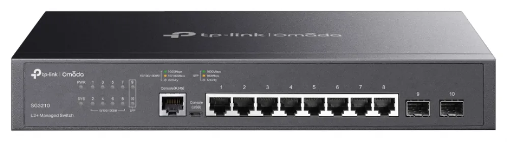 Switch 11 puertos tp - link tl - sg3210 8 puertos 10 - 100 - 1000 2 puertos sfp 1 puerto para consola