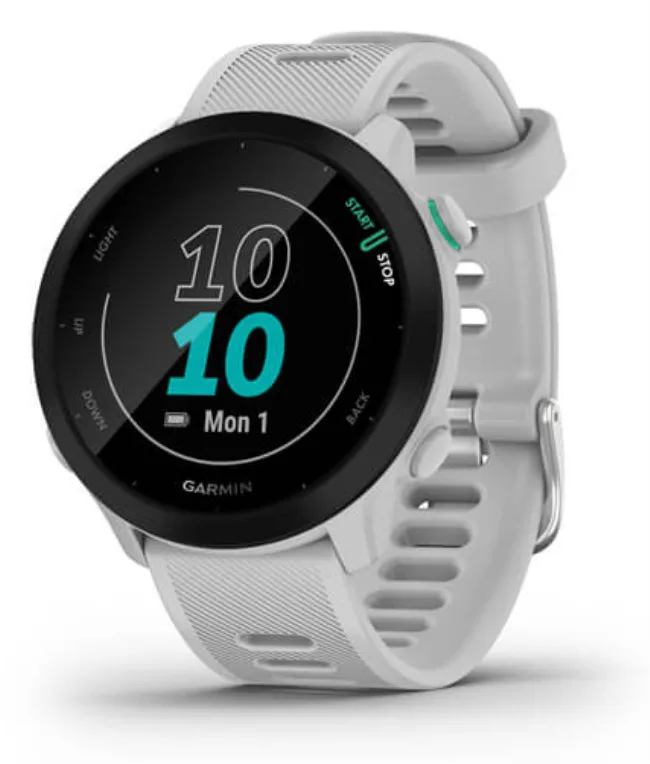 Smartwatch garmin forerunner 55 bt gps 42mm mip blanco resistencia agua 5atm pulsómetro sueño