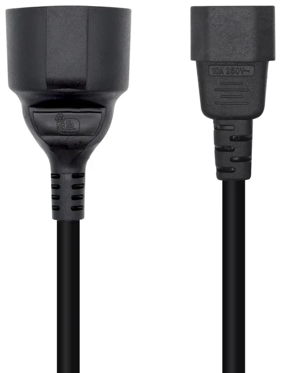 Adaptador Alimentación Aisens A132-0467/ C14 Macho - CEE7 Hembra/ 25cm/ Negro