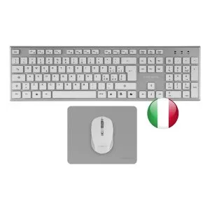 Teclado + raton tacens zenith inalambrico plata italiano + alfombrilla