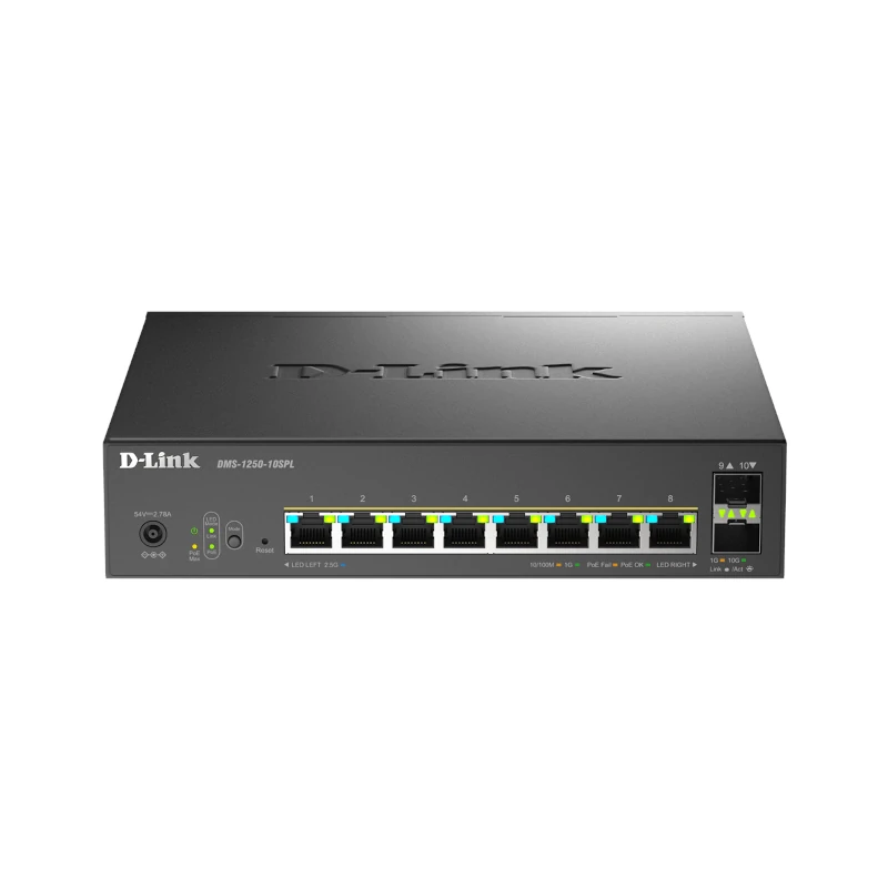D-Link DMS-1250-10SPL-E Switch 8xMG PoE 2xSFP+ L2