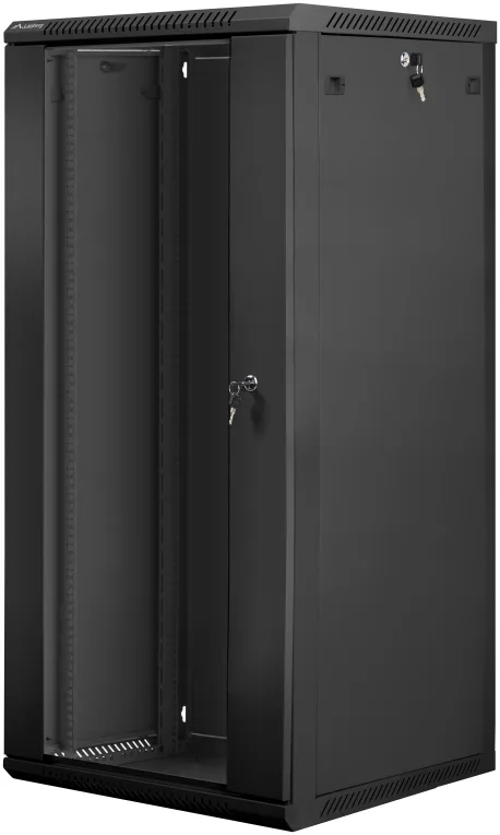 Armario lanberg mural rack 19 pulgadas 27u - 600x600 flat pack v2 negro