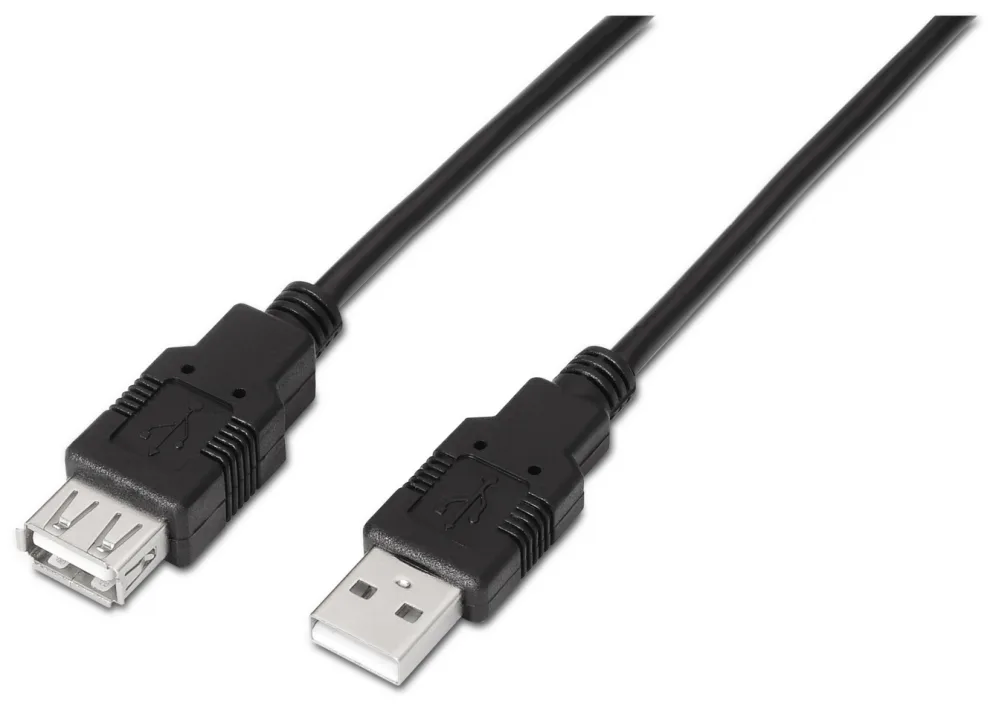 Cable Alargador USB 2.0 Aisens A101-0015/ USB Macho - USB Hembra/ Hasta 2.5W/ 60Mbps/ 1m/ Negro