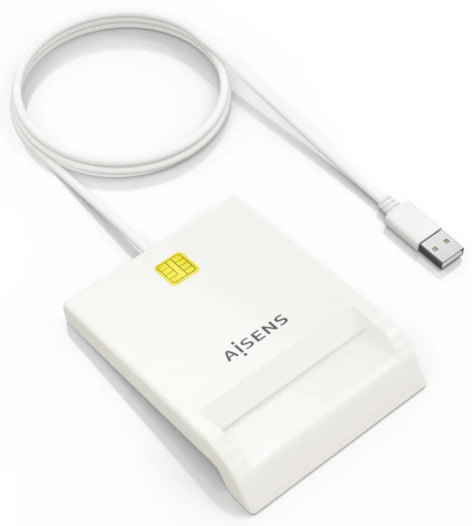 Lector de DNI y Tarjetas Aisens ASCR-SN07-W/ USB 2.0/ Blanco