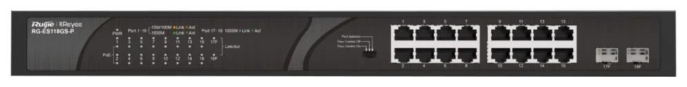 Ruijie Networks RG-ES118GS-P switch No administrado Gigabit Ethernet (10/100/1000) Energía sobre Ethernet (PoE) Negro