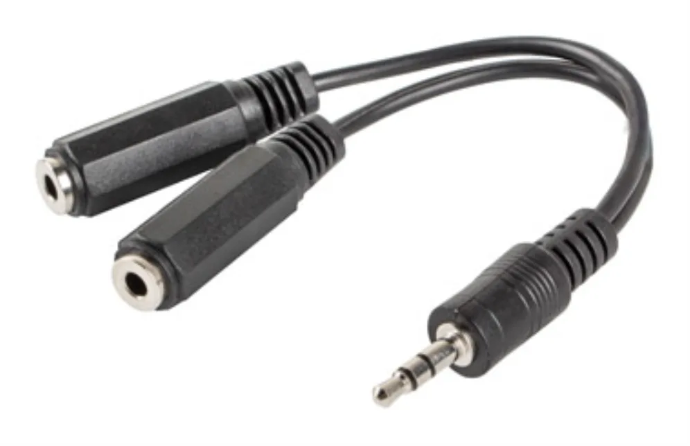Adaptador lanberg jack stereo macho a jack stereo hembra x2 10 cm negro