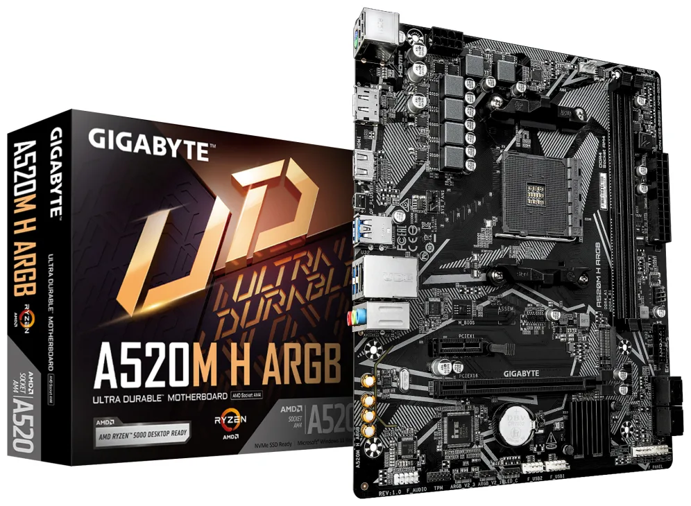 Placa base gigabyte a520m h argb am4 atx - 2x ddr4 - 4x sata3