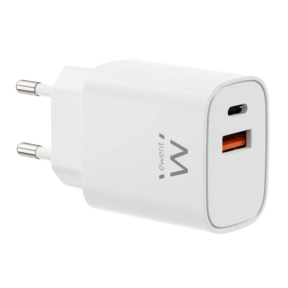 EWENT Cargador Rápido Gan 30W USB-C PD USB-A PD-QC