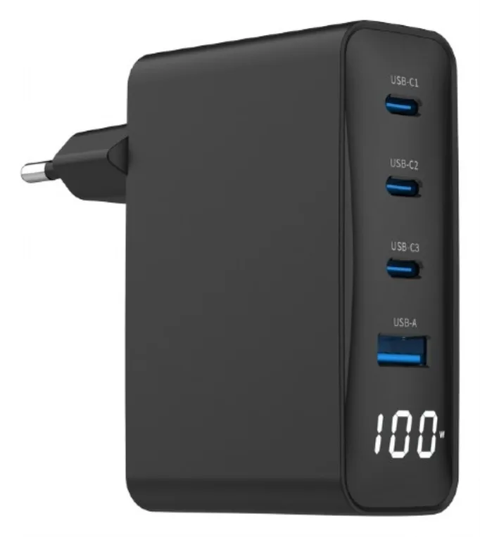Gembird Cargador rápido USB GaN 4 P 100 W LCD