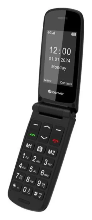 Denver BAS-24800L teléfono móvil 6,1 cm (2.4") Negro Teléfono para personas mayores