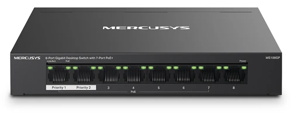 Switch mercusys ms108gp 8 puertos - 10 - 100 - 1000mbps - rj45