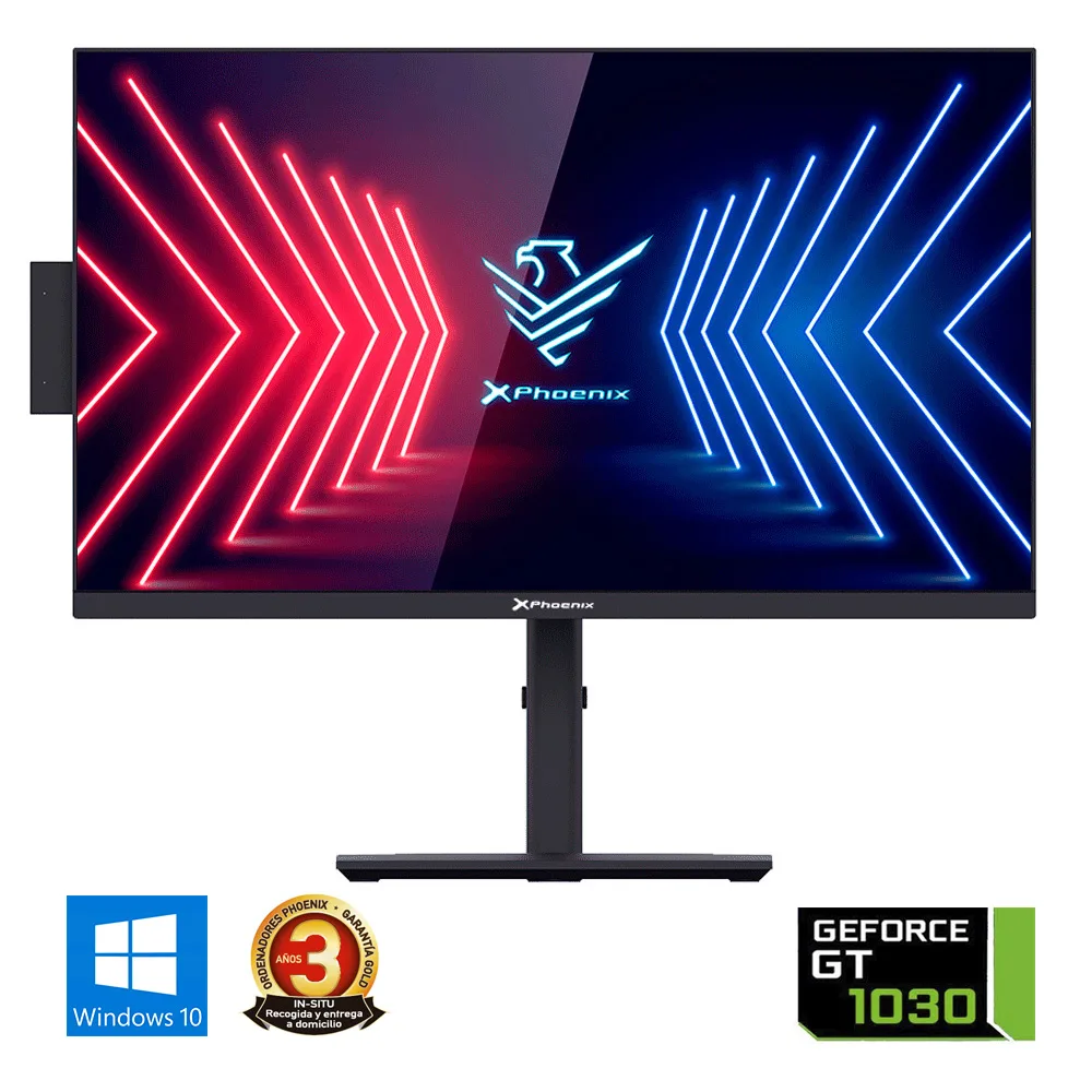 Ordenador pc all in one aio phoenix unity 1030g 24 pulgadas fhd - intel i3 10105 nvidia gt 1030 - 8gb ddr4 crucial - 480 gb ssd windows 10 home